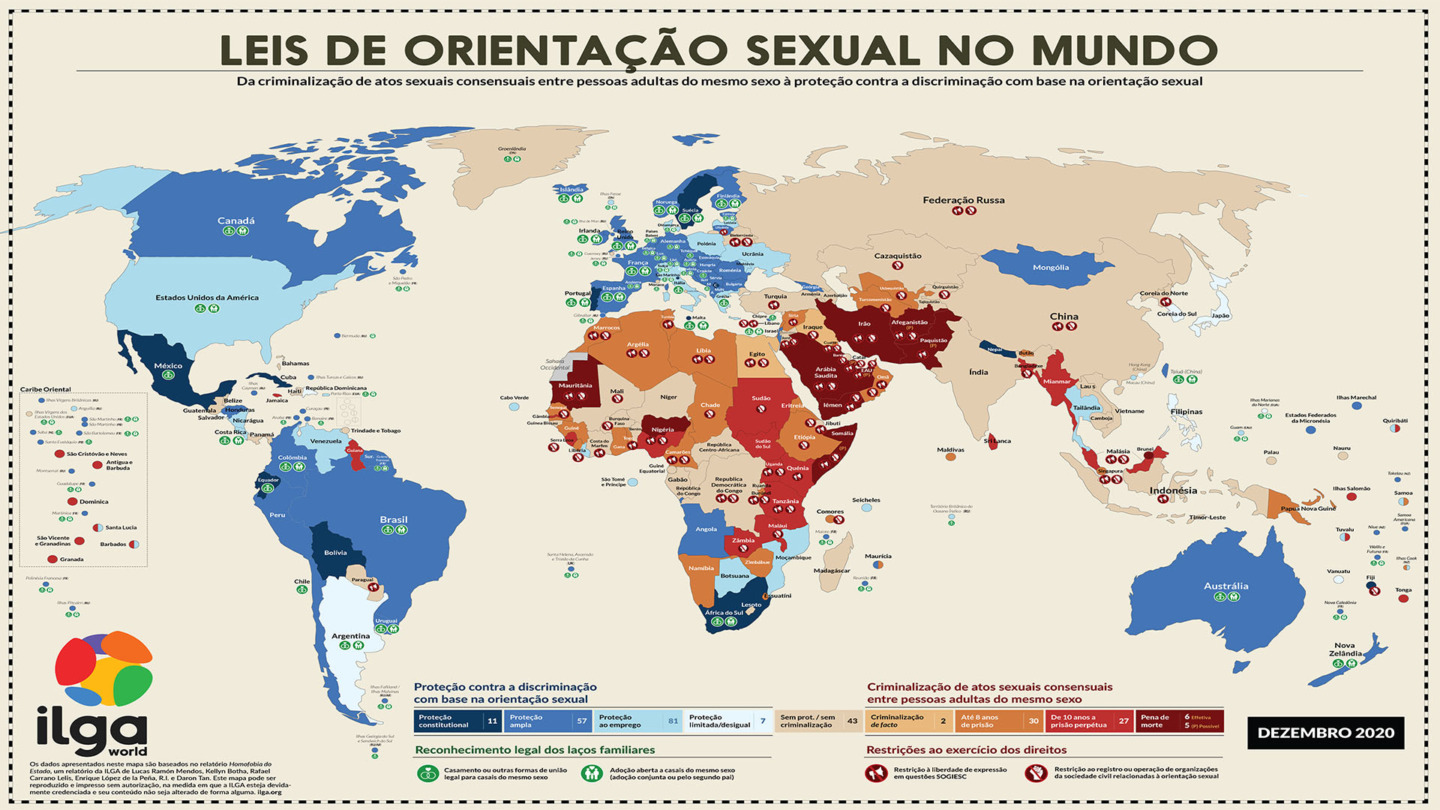 Mapa mundial de leis relacionadas a orientação sexual